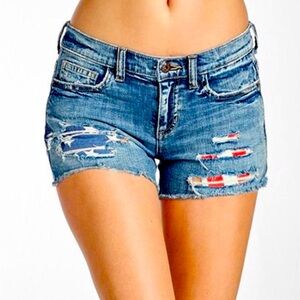 American flag denim shorts